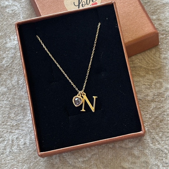 Brand New 14K Gold Plated 925 Sterling Silver Initial "N" & Alexandrite Necklace - Picture 10 of 16